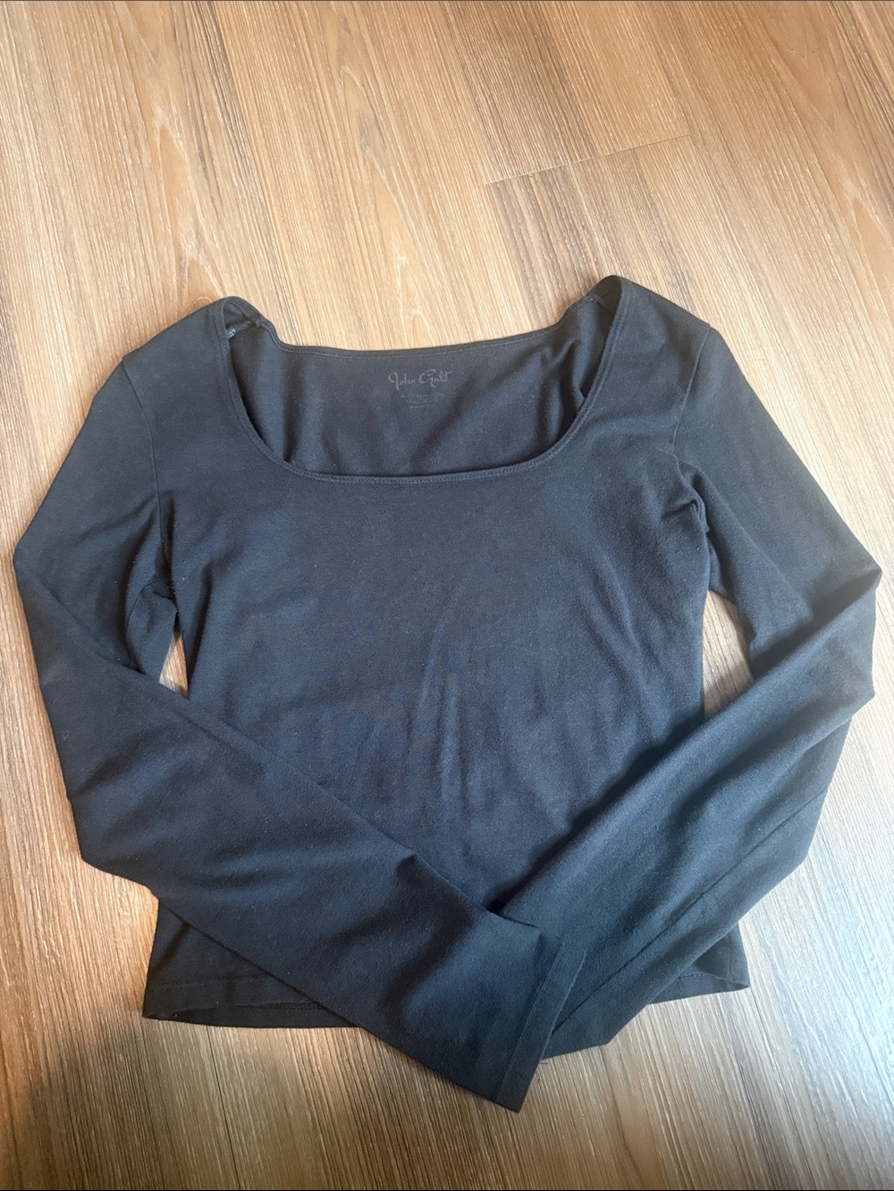 Brandy Melville John Galt Black Long-Sleeve Square Neck Top
